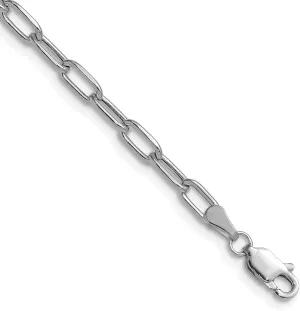 3.7mm channel fiction mast invertebrate Semi-Solid Beveled Paperclip Chain Bracelet 8 14K White Gold 