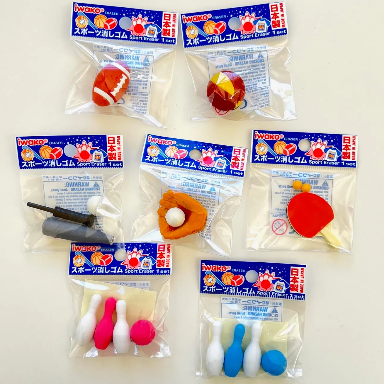 38283 IWAKO SPORTS ERASERS-7 ERASERS