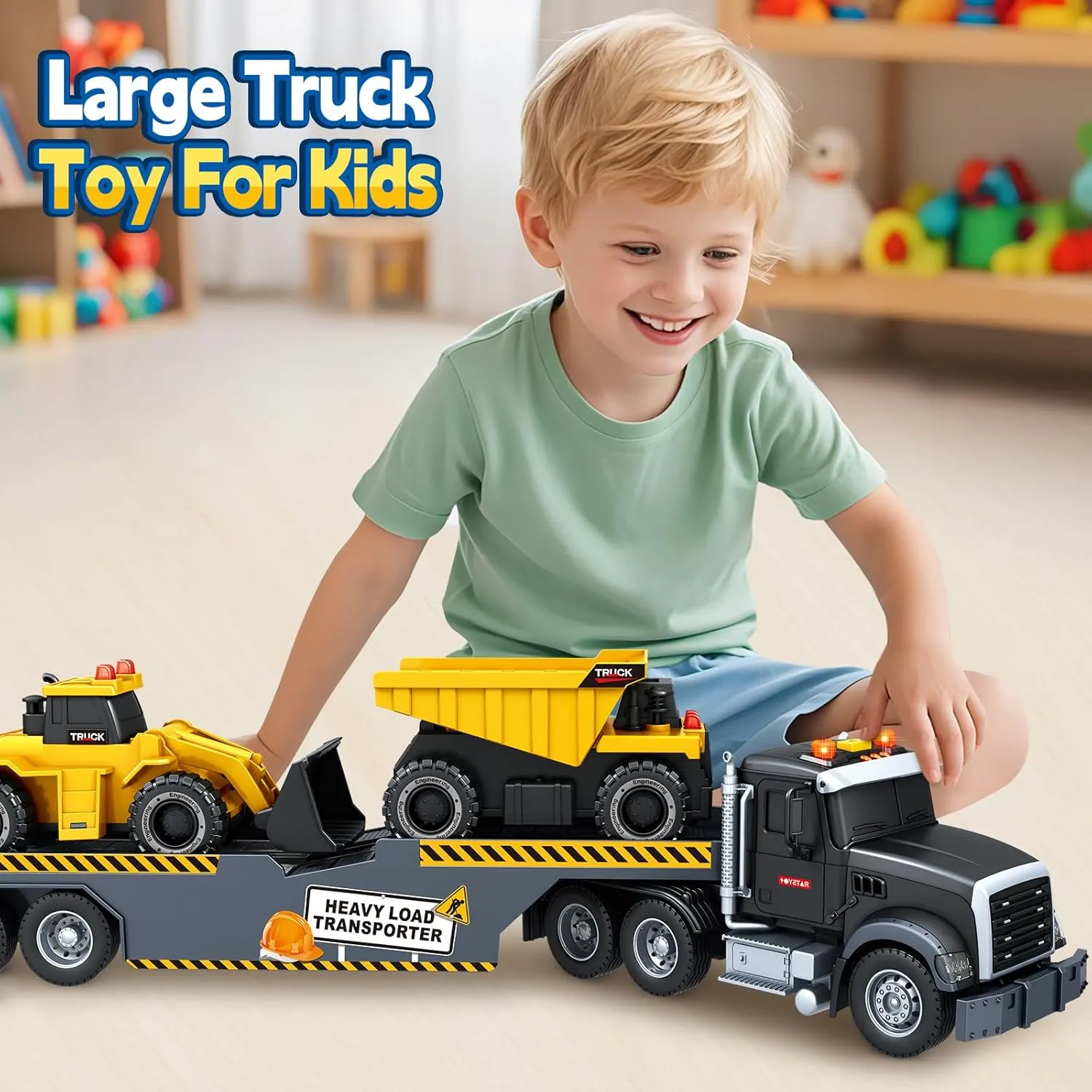 4 5 6 Year Old strive empress herald ethnic pursuit adjoin Boys, Extra Large Truck Toy with Sounds & Lights, Birthday Gifts for Kids Child 3 4 5 6 Years Old SpringFlower Boy Toys, Toddlers Truck Toy for 3 