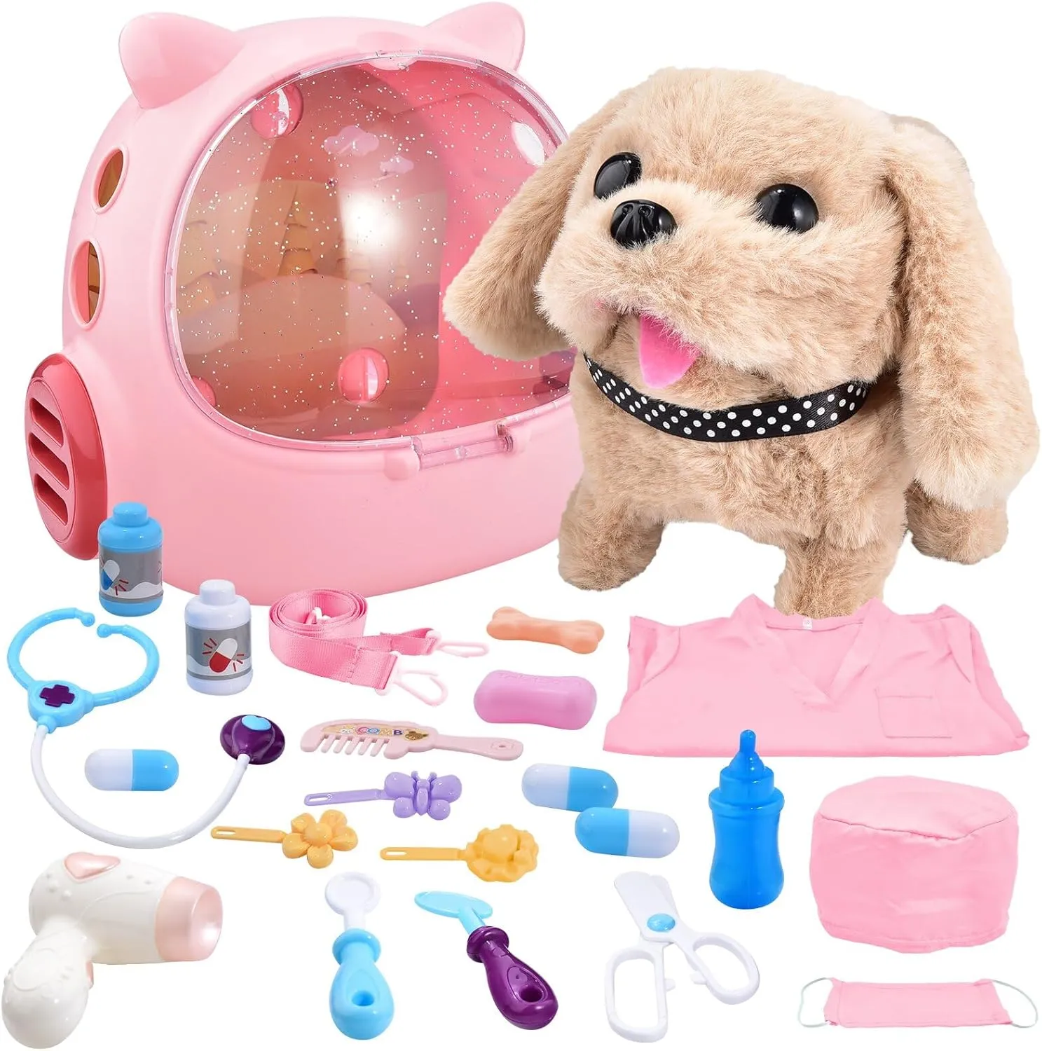 4 5 Year blush Old Girl Birthday Gift Toys Dog Puppy Vet Kit Kids Veterinarian Playset Doctor Kit for Toddlers 3-5 Doctors Play Set Toddler Girl Toys 3 