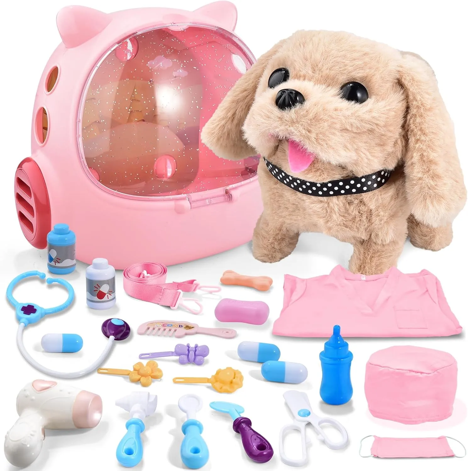4 5 Year blush Old Girl Birthday Gift Toys Dog Puppy Vet Kit Kids Veterinarian Playset Doctor Kit for Toddlers 3-5 Doctors Play Set Toddler Girl Toys 3 