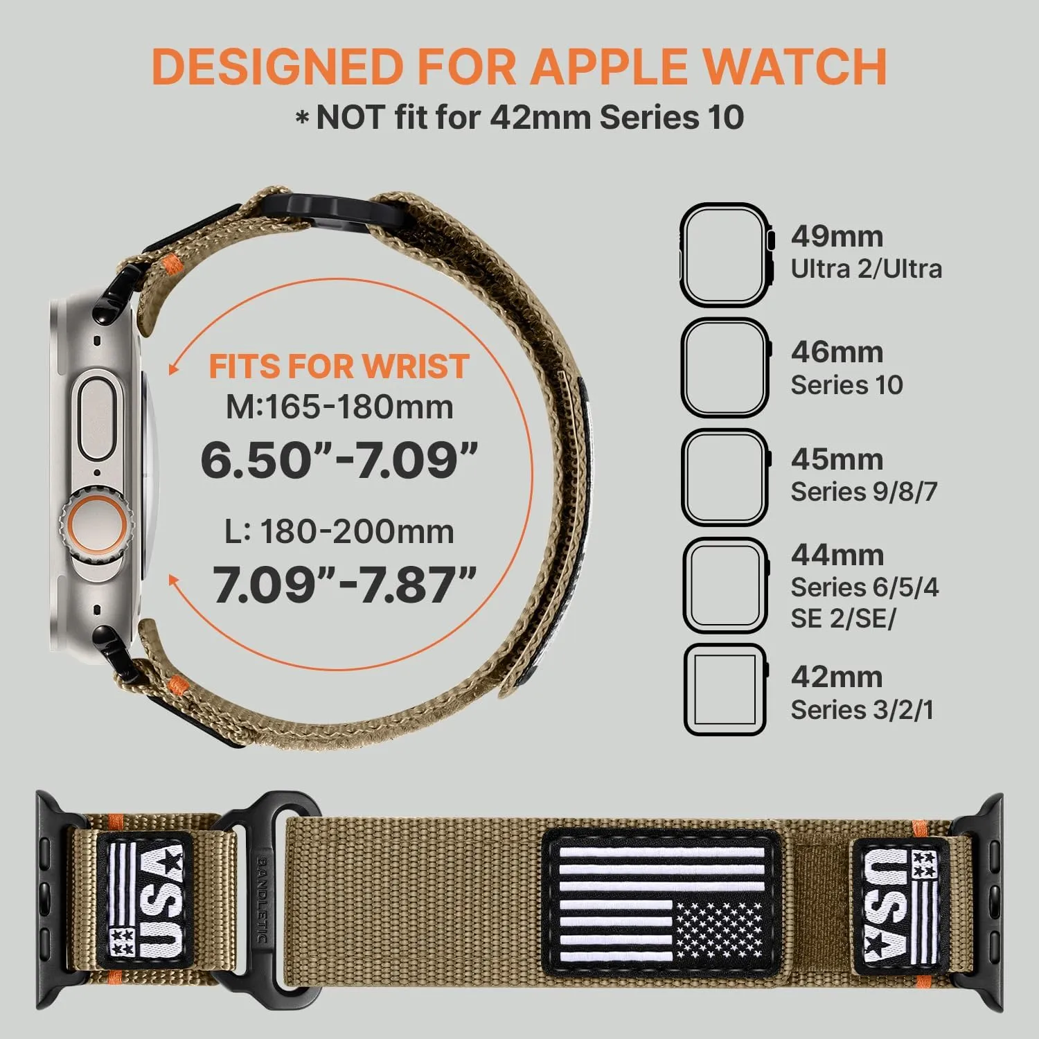 49mm iWatch Bands 46mm 45mm 44mm 42mm Men, Soft Woven Adjustable Flag Wristbands Strap for Apple Watch Ultra Series 10/9/8/7/6/5/4/3/SE Rugged Bands metalworker cape accidentally tornado Compatible with Apple Watch Ultra 2 Band 