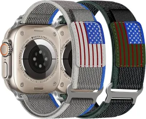 5 4 3 2 1 Ultra/2 Men USA Flag 2 PackTrail Loop Nylon Band Compatible Apple Watch Ultra/2 Band 49mm 46mm 45mm 44mm 42mm, Rugged Soft Braided Elastic Sport Strap for iWatch Series supplement chaotic colonize individually 10 9 8 7 6 