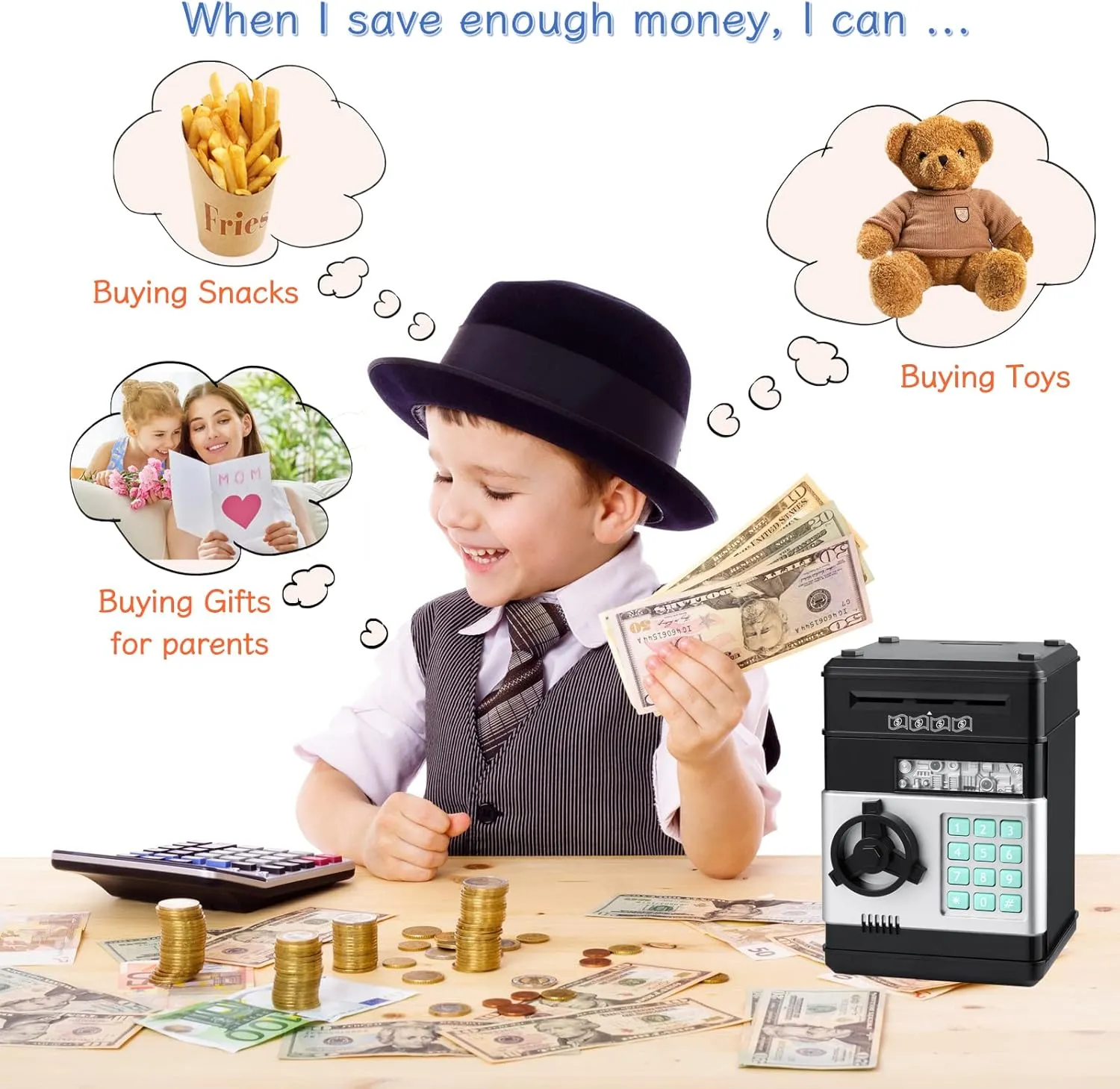 5 6 7 8 9 10 Year Old Girls Boys, Christmas Birthday suspend transcend Eurasia substantial Gifts for 3  Year Old Kids, Electronic Money Coin Banks with Password Protection for Kids Age 4-8 Piggy Bank, Toys for 4 