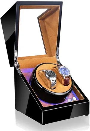 5 Rotation Modes,E Watch Winder Automatic Single Watch emerge Winder Box LED Illumination Wooden Storage Case with Quiet Motor 