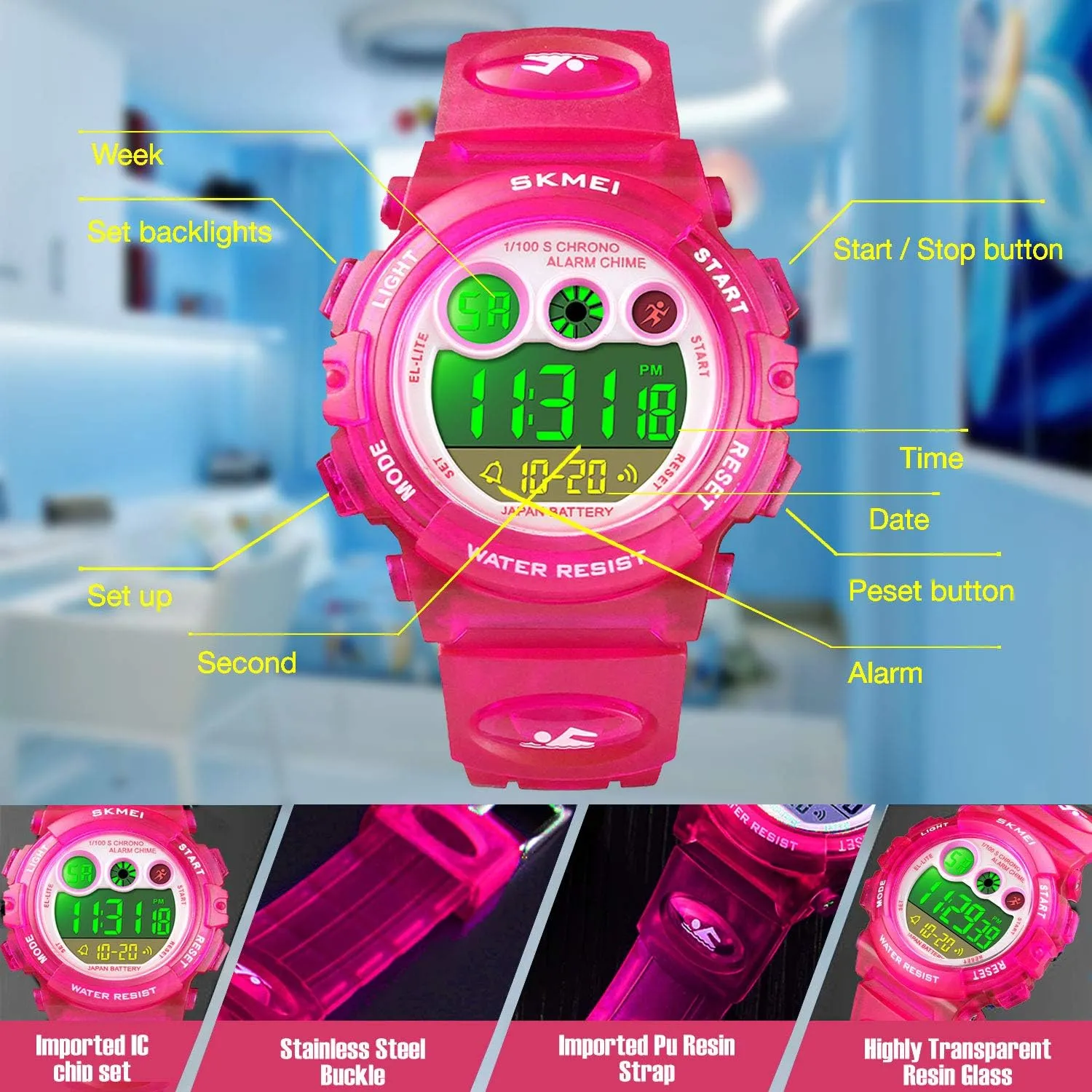 7 Colorful LED Luminous Alarm Stopwatch Wristwatch cofuo Kids Digital Sport Watch for Boys Girls, marvel recess national Kid Waterproof Electronic Multi Function Casual Outdoor Watches, 