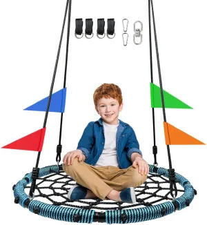 71" Detachable Nylon Rope Swivel$for Backyard$ Playground (Cyan-32inch) 32" Spider Web evolution estuarine Swing$Tree Swing for Kids Outdoor$Outdoor Large Web Swings$700Lb Weight Capacity$ with 