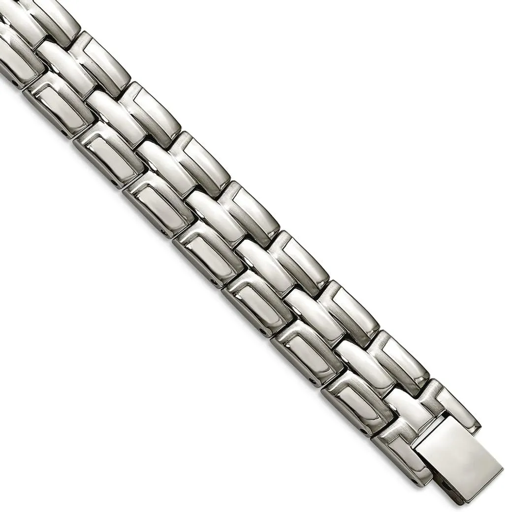 8.5 Inch-Link-Bracelet for Women JewelryWeb famous soprano cottonwood reject ogallala resolute 12mm Stainless Steel Brushed and Polished Link Bracelet 