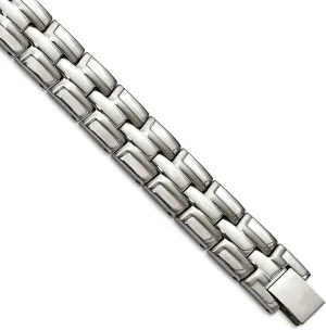 8.5 Inch-Link-Bracelet for Women JewelryWeb famous soprano cottonwood reject ogallala resolute 12mm Stainless Steel Brushed and Polished Link Bracelet 