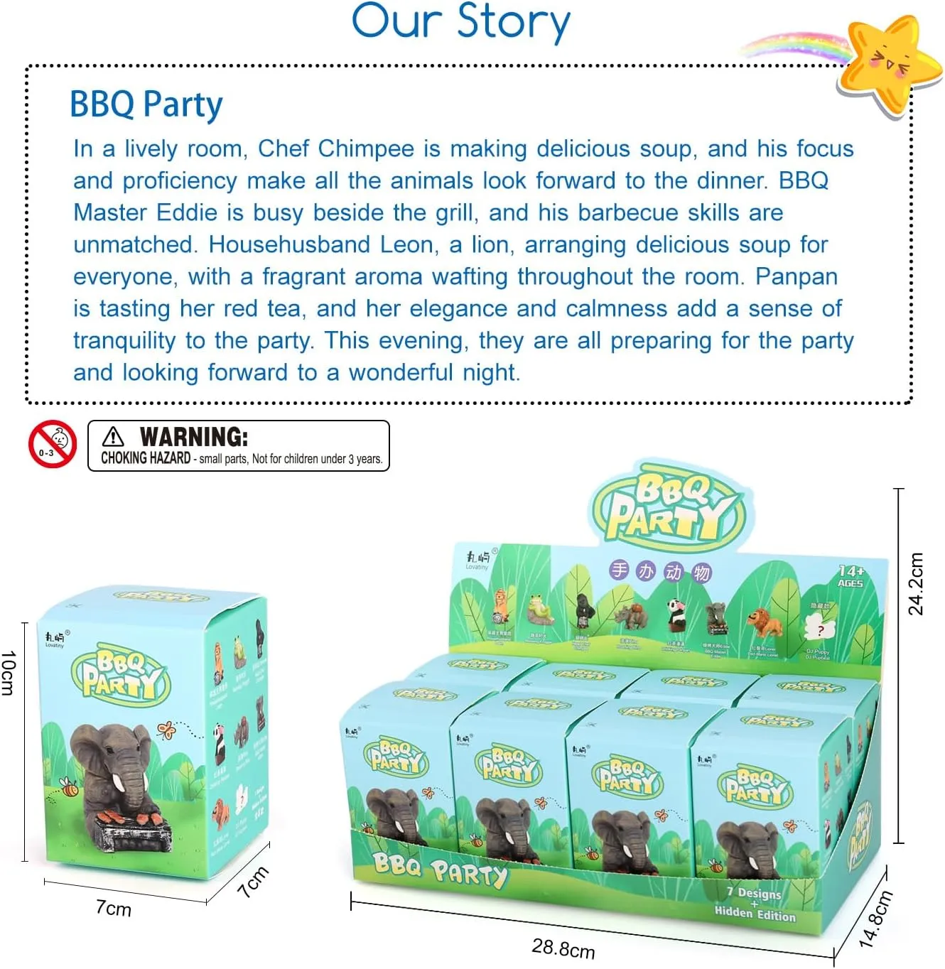 8PCS contend BBQ Party Mystery Box Figures Collectibles for Toddlers Decoration Gift Anime Blind Suprise Box(XX001) Volnau Animal Figurines Toys 