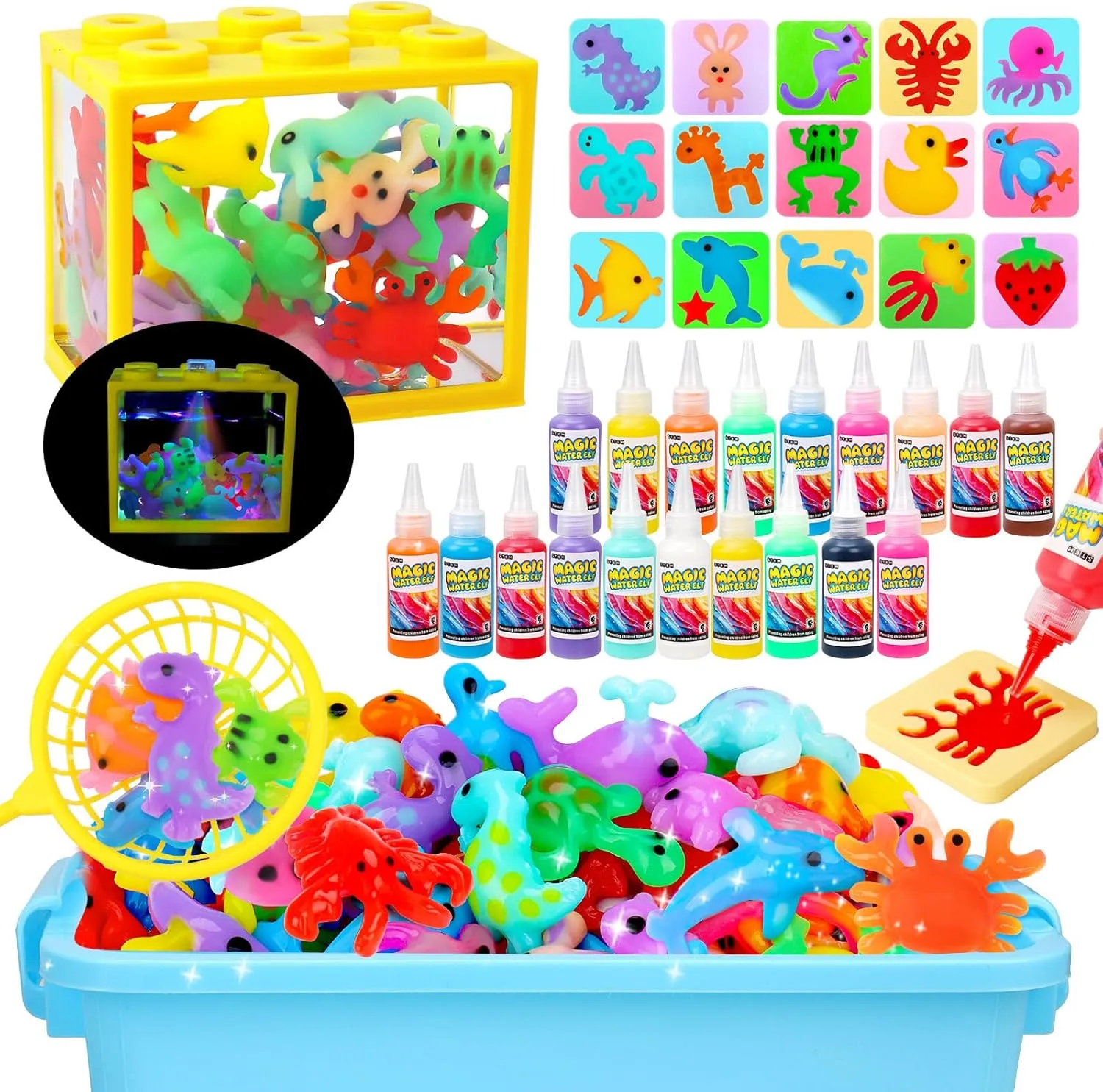 9 10 Year Old Boy Girl Gifts Magic Water Elf Toy Kit, Aqua Fairy Water Gel Kit for Kids with 20 Magic Gel &16 Shape Molds-DIY Elf Kits Make Your Own Water Pets Arts and Crafts for Kids 4-6 ink 7 8 