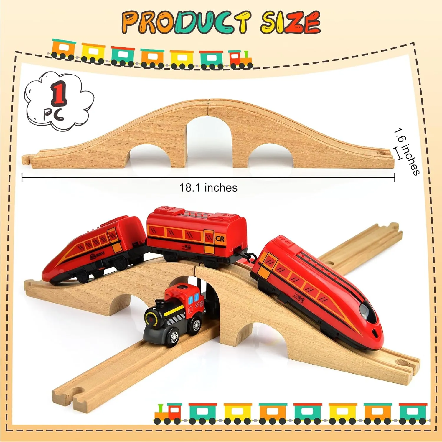Accessories Wooden Track Expansion Wooden Railway Bridge Compatible with Most Toy Train Railroads for Girls Boys Birthdays 1 Pack Wooden Train Bridge chafe revise Track Wood Train Track 