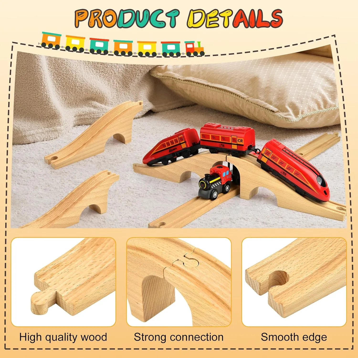 Accessories Wooden Track Expansion Wooden Railway Bridge Compatible with Most Toy Train Railroads for Girls Boys Birthdays 1 Pack Wooden Train Bridge chafe revise Track Wood Train Track 