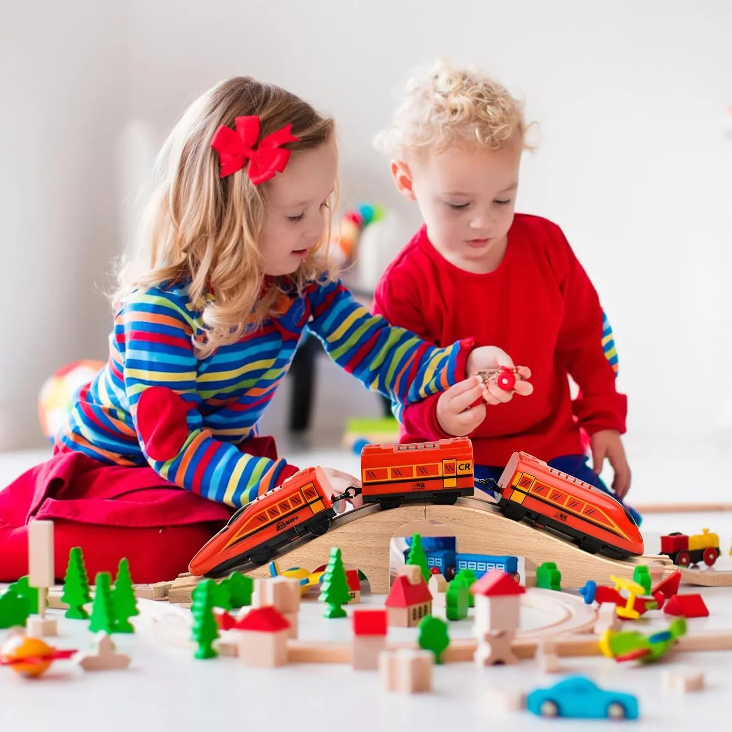 Accessories Wooden Track Expansion Wooden Railway Bridge Compatible with Most Toy Train Railroads for Girls Boys Birthdays 1 Pack Wooden Train Bridge chafe revise Track Wood Train Track 