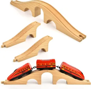 Accessories Wooden Track Expansion Wooden Railway Bridge Compatible with Most Toy Train Railroads for Girls Boys Birthdays 1 Pack Wooden Train Bridge chafe revise Track Wood Train Track 