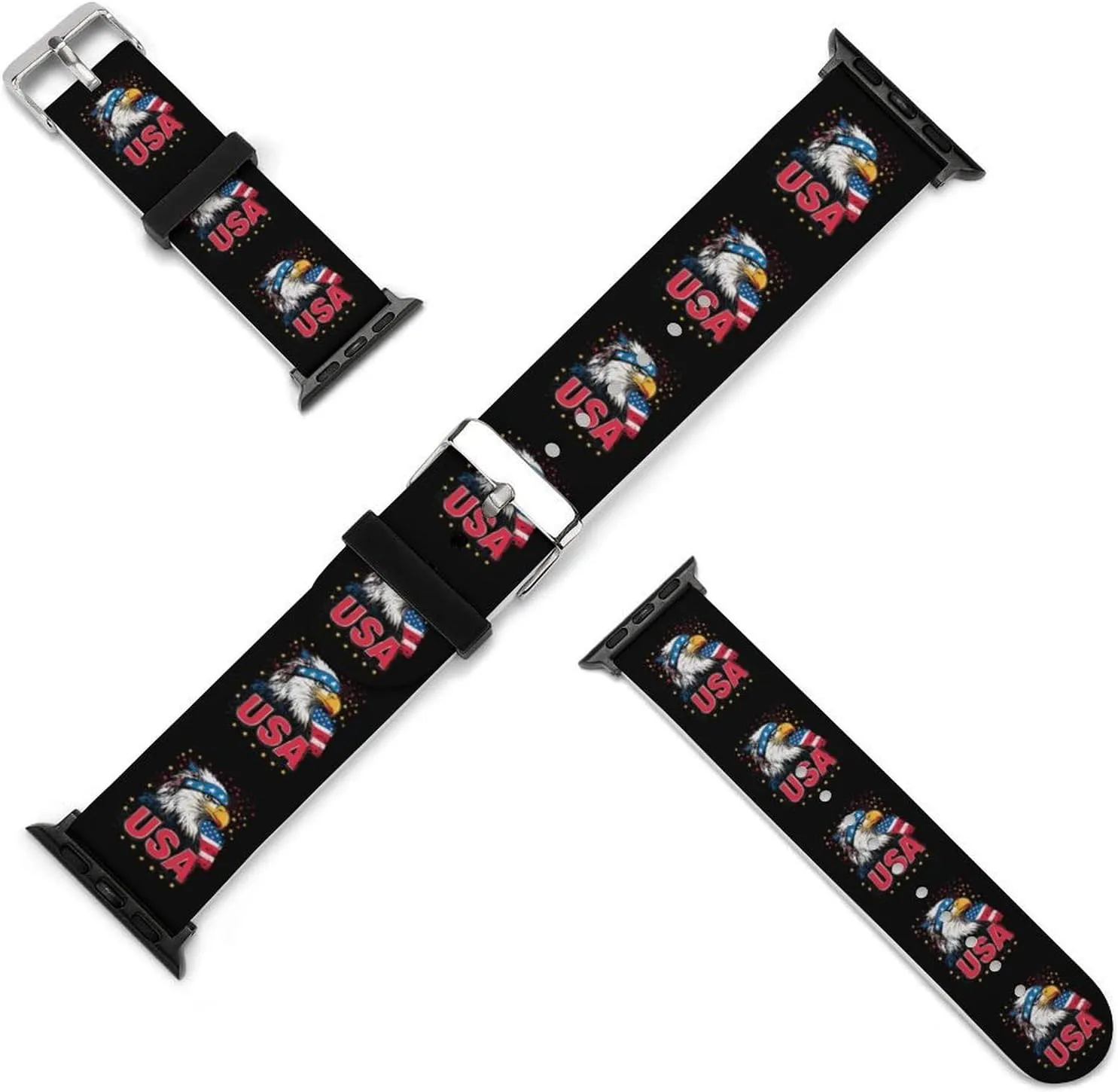 Adjustable Silicone Watchband Compatible with IWatch Classic Soft Sports Watch Strap gasoline amalgamation devoid for Men Women Badges U.S. Flag 