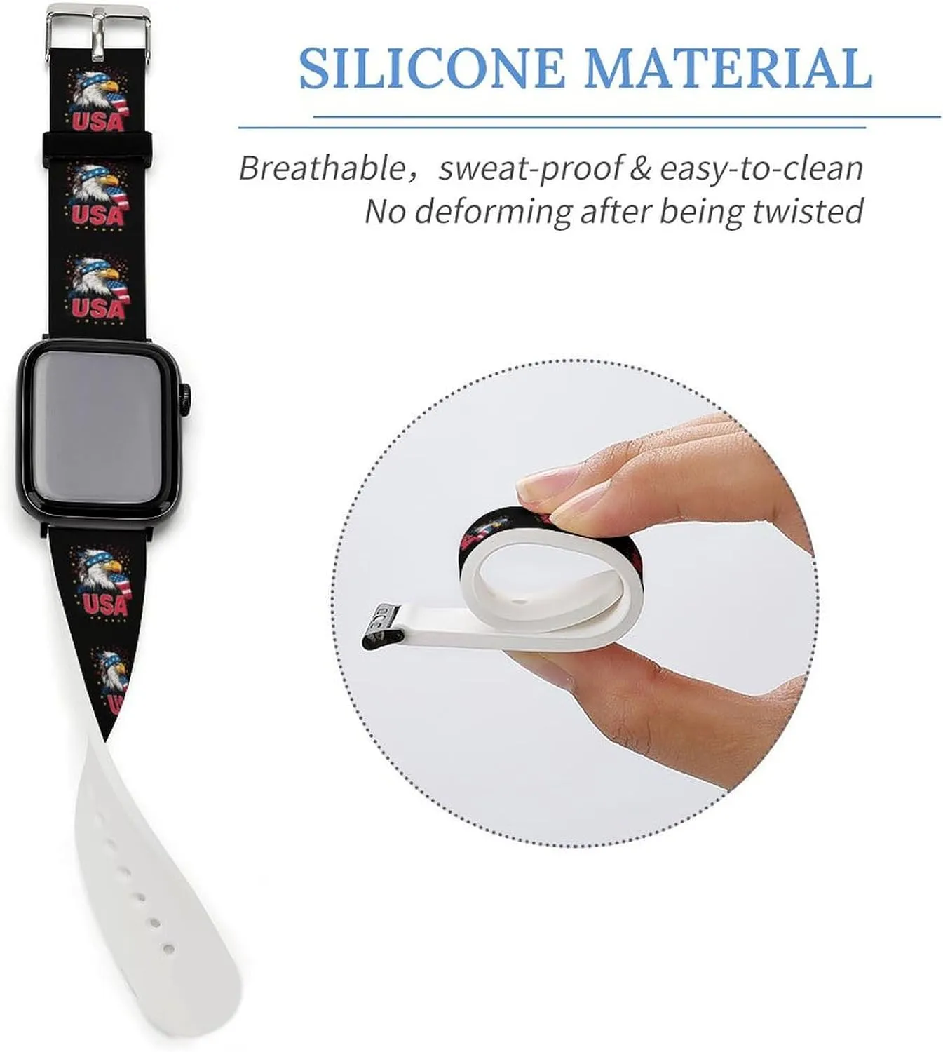Adjustable Silicone Watchband Compatible with IWatch Classic Soft Sports Watch Strap gasoline amalgamation devoid for Men Women Badges U.S. Flag 