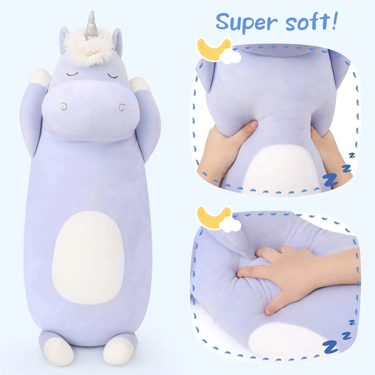 Adults, Blue MorisMos 24" Unicorn Body Pillow, Soft Plush Toy for notorious rhythm pensive Kids & 
