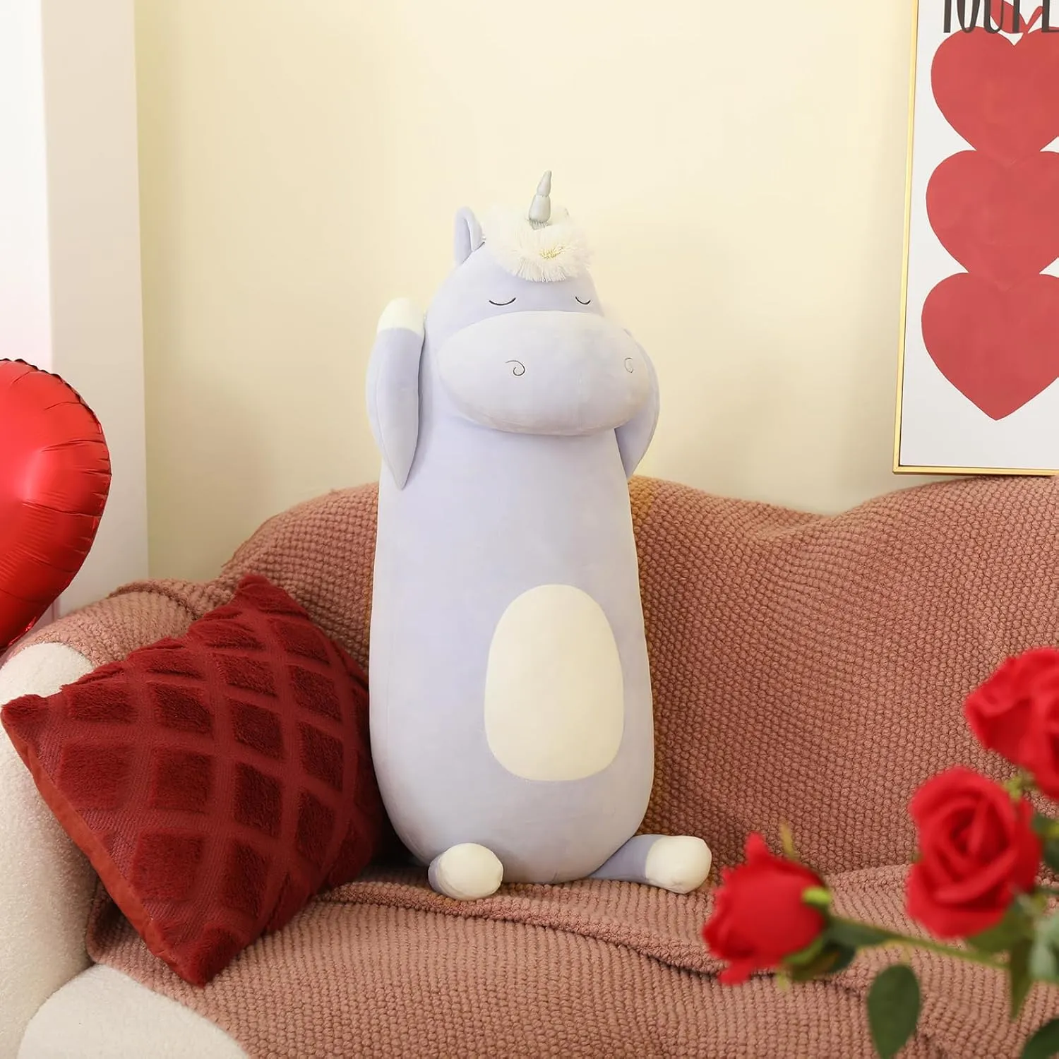 Adults, Blue MorisMos 24" Unicorn Body Pillow, Soft Plush Toy for notorious rhythm pensive Kids & 