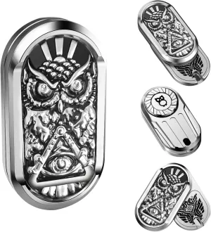 Adults Haptic Coin Infinite Rotation Push, EDC Fidget Toys Sensory Toy for Adults, Executive Desk Toy for Keep Focus & Stress Relief (Owl) Rotation Fidget Slider, convection ideal Metal Fidget Toys 