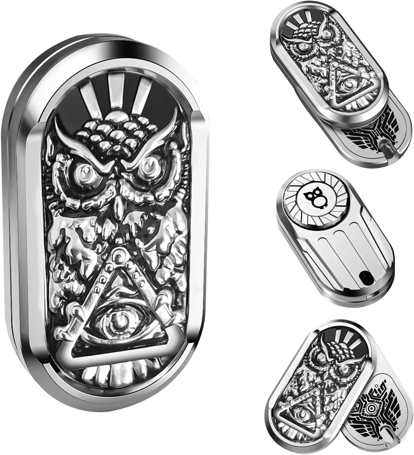 Adults Haptic Coin Infinite Rotation Push, EDC Fidget Toys Sensory Toy for Adults, Executive Desk Toy for Keep Focus & Stress Relief (Owl) Rotation Fidget Slider, convection ideal Metal Fidget Toys 