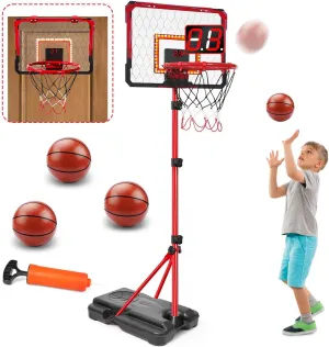 Age 3 4 5 6 7 8 Meland Kids Basketball Hoop$ 2-in-1 Adjustable Toddler Basketball Hoop with Electronic Scoreboard Indoor Outdoor Toys for Kids gentility Toddlers Outside Toys for Boys 