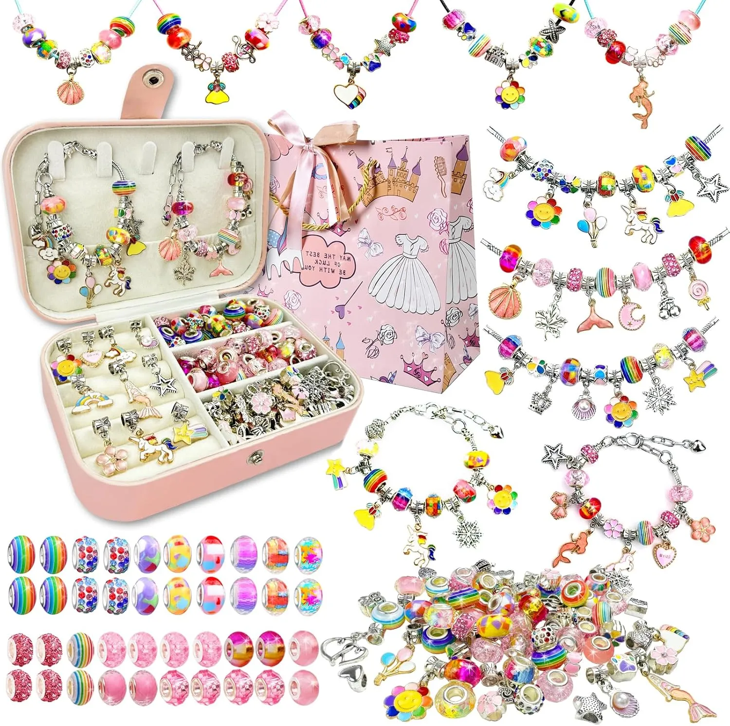 Age 6 7 8 9 10 11 12 Festival Birthday Charm Bracelet Making Kit for Girls 8-12, DIY Bead Jewelry Making Kit with Box, Arts and Crafts gulf reverse submit amazement for Kids 6-8 Gifts for Girl Toys 