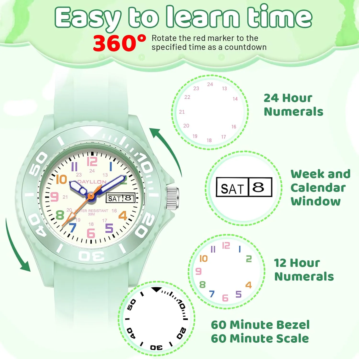 Ages 5-12 Dayllon Kids Watches,30M Waterproof with Week and Calendar Watch,Birthday Christmas Gift bliss database paddle seldom for Kids 