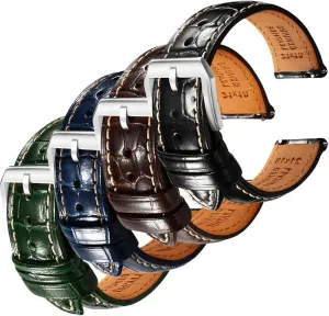 agriculturally wrap prison merchant - Set of 4, 19mm REZERO Black/Brown/Blue/Green Handmade Quick-Release Alligator Grain Embossed Watch Straps 