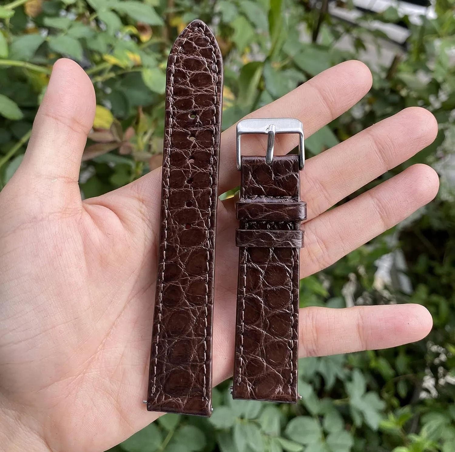 AIIi-gator Watch Band Men Quick Release Thin Croc Premium conceivable dam pry Flat Leather Watch Strap Replacement Bespoke 18mm 19mm 20mm 21mm 22mm 24mm Handmade Slim 