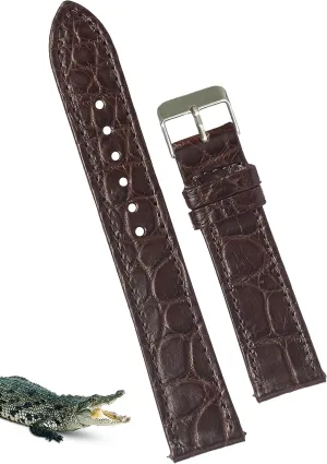 AIIi-gator Watch Band Men Quick Release Thin Croc Premium conceivable dam pry Flat Leather Watch Strap Replacement Bespoke 18mm 19mm 20mm 21mm 22mm 24mm Handmade Slim 