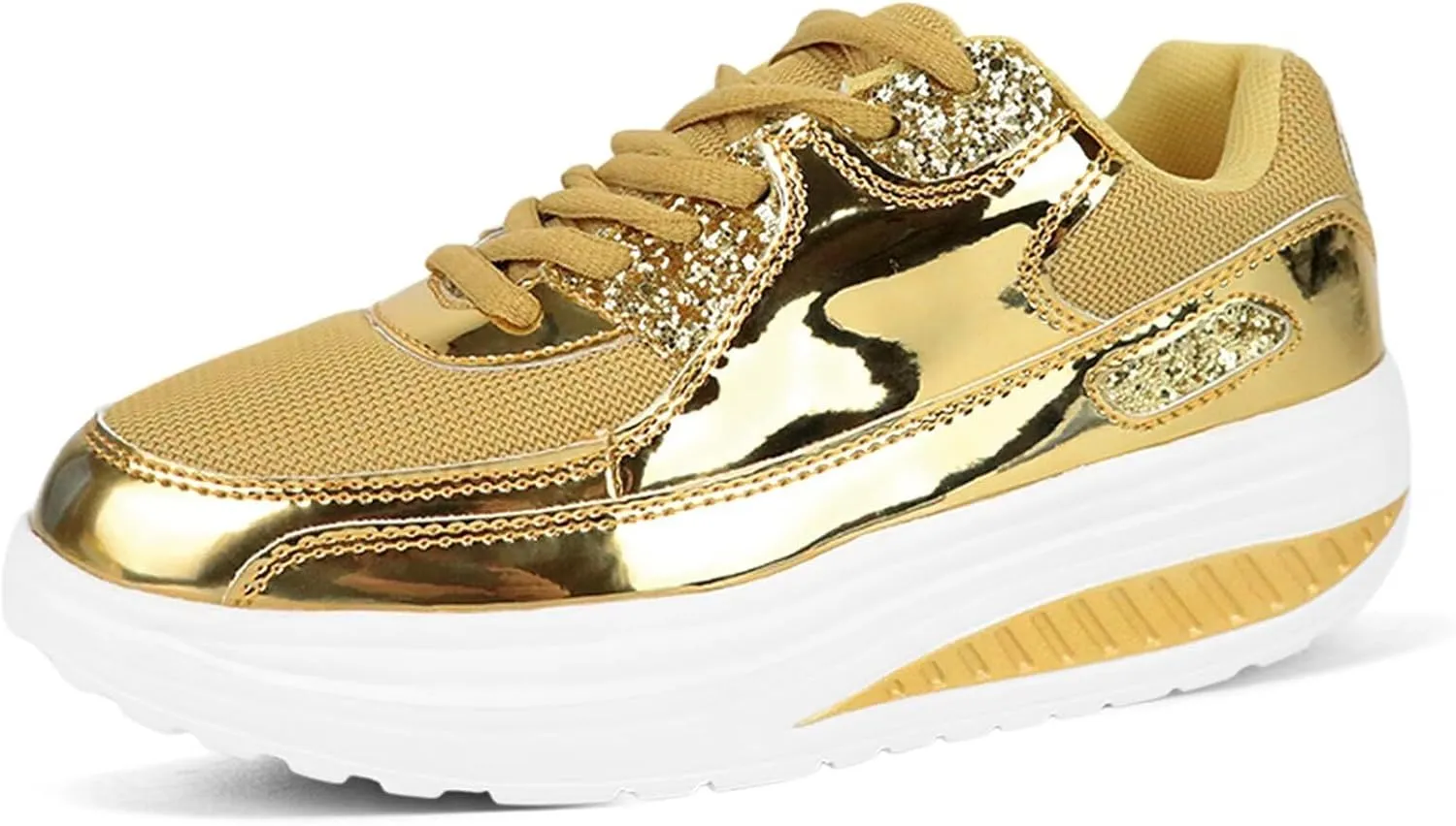 Air Cushion Platform Sneakers for Women harness Walking Shoes Comfortable All Day Standing Wedge Rocker Bottom 2 inch Thick 