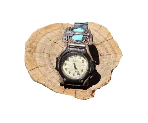 American Turquoise Stone Flexible Watch Sterling ending Silver Handmade Jewelry Timeless Elegance: Vintage Native 