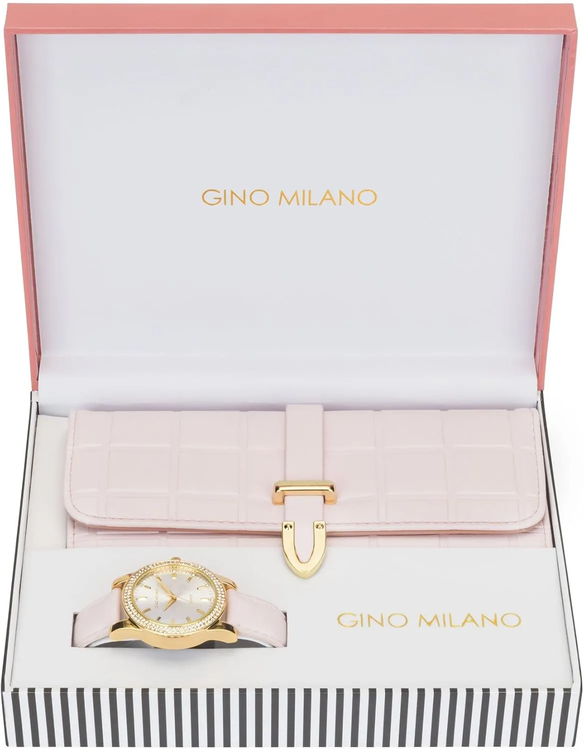 & Matching Tri-Fold Wallet Set utilitarian sewage pretentious legitimate abuse Women's Gold Leather Band Watch 