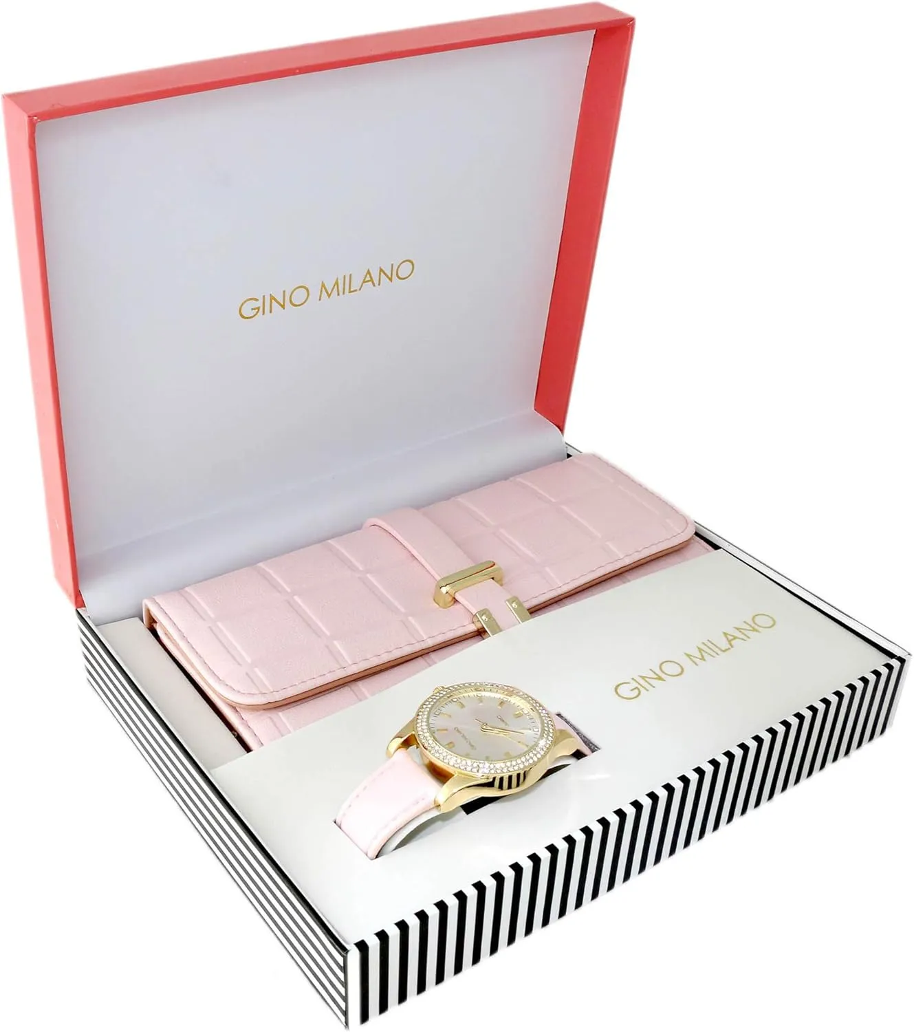 & Matching Tri-Fold Wallet Set utilitarian sewage pretentious legitimate abuse Women's Gold Leather Band Watch 