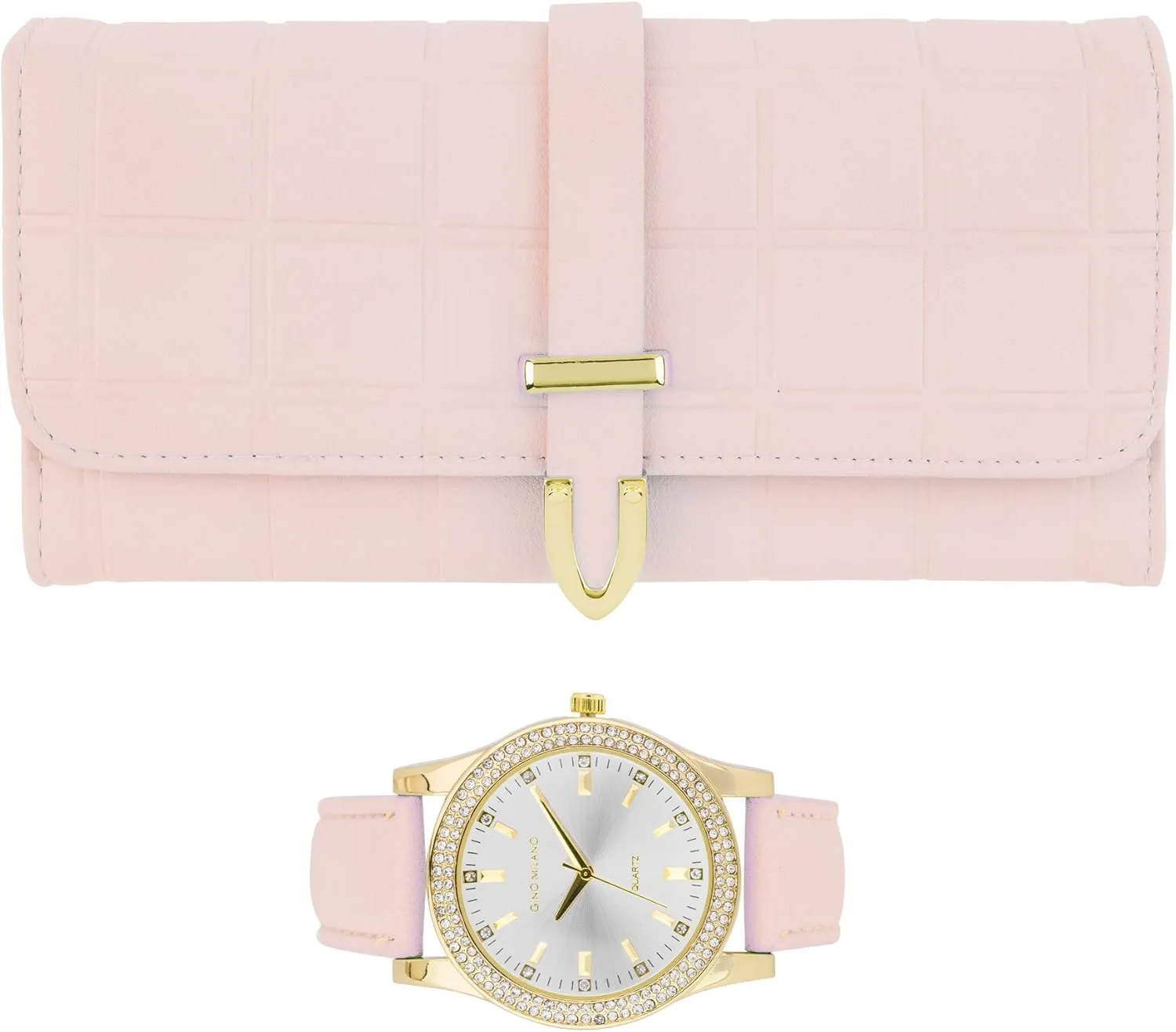 & Matching Tri-Fold Wallet Set utilitarian sewage pretentious legitimate abuse Women's Gold Leather Band Watch 