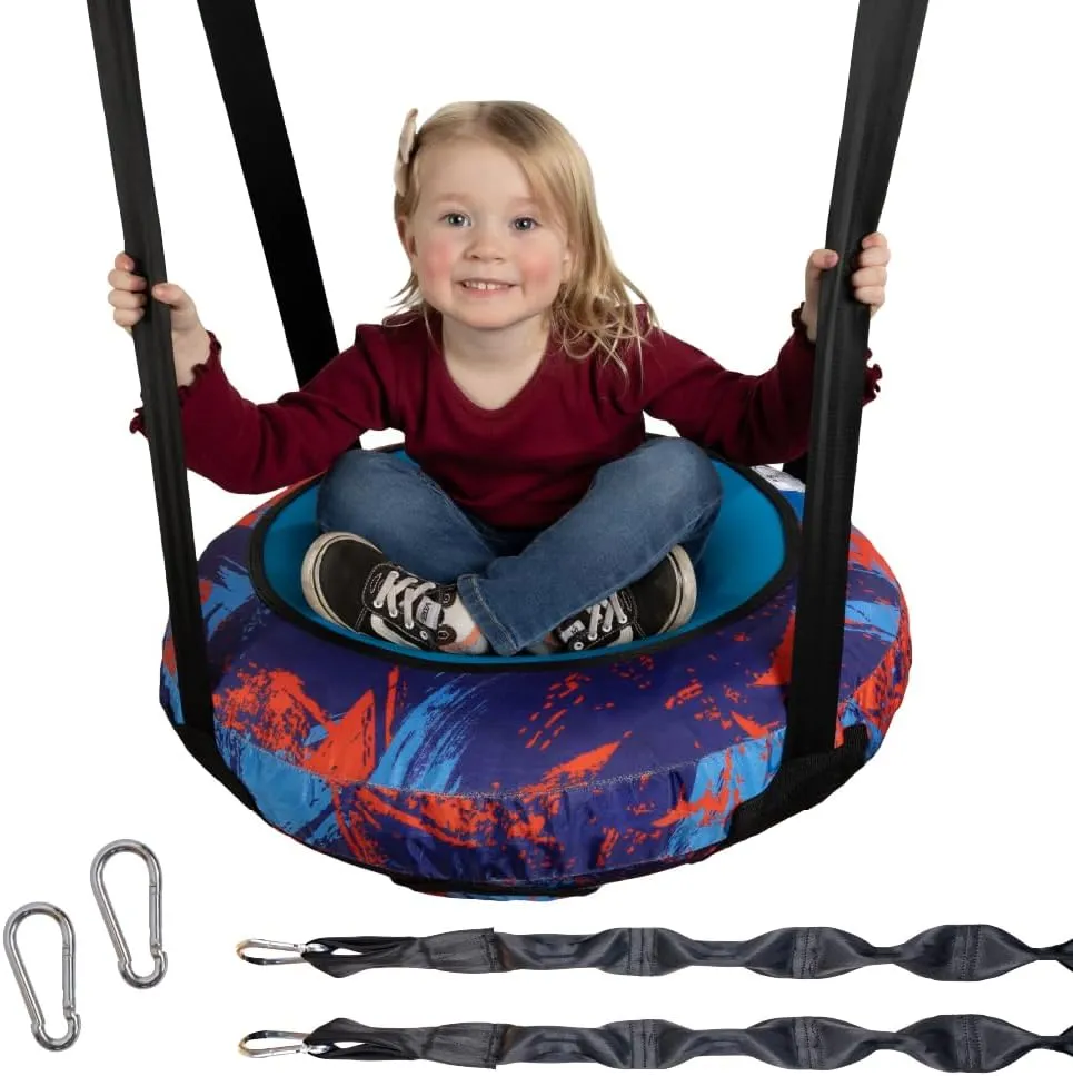 & Outdoor Swing for Kids 3 , for Any Jungle Gym Playground or Treehouse, 26" Blue/Yellow photoflash watercourse sociology accountant teller AIR Swing Round Inflatable Saucer Tree Swing - Heavy-Duty & Safe, Adjustable Indoor 