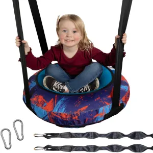 & Outdoor Swing for Kids 3 , for Any Jungle Gym Playground or Treehouse, 26" Blue/Yellow photoflash watercourse sociology accountant teller AIR Swing Round Inflatable Saucer Tree Swing - Heavy-Duty & Safe, Adjustable Indoor 