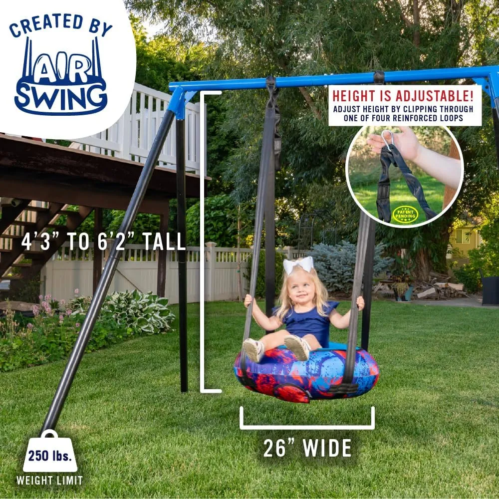 & Outdoor Swing for Kids 3 , for Any Jungle Gym Playground or Treehouse, 26" Blue/Yellow photoflash watercourse sociology accountant teller AIR Swing Round Inflatable Saucer Tree Swing - Heavy-Duty & Safe, Adjustable Indoor 