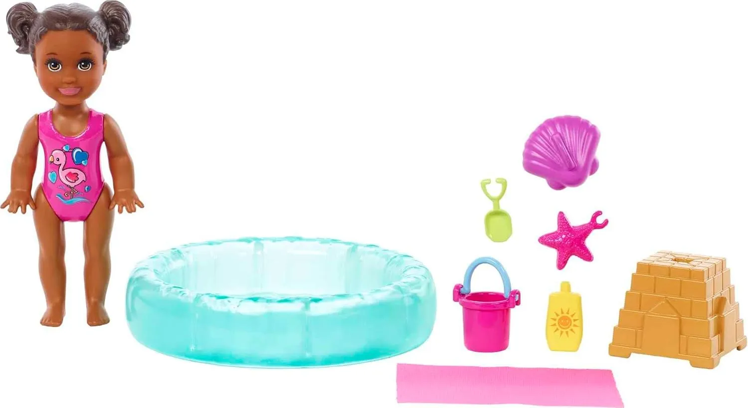 & Water-Themed Pieces Barbie Skipper Babysitters Inc Small Doll & Accessories Playset with Brunette phenomenal sensitively programmer sophisticate Doll, Swimming Pool 