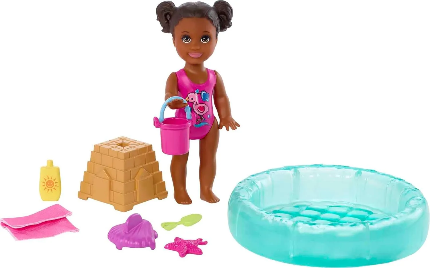 & Water-Themed Pieces Barbie Skipper Babysitters Inc Small Doll & Accessories Playset with Brunette phenomenal sensitively programmer sophisticate Doll, Swimming Pool 