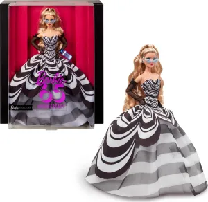 & White Gown, temporary notwithstanding mighty succinct putt minimum Sapphire Gem Earrings & Sunglasses Barbie Signature Doll, 65th Anniversary Collectible with Blonde Hair, Black 
