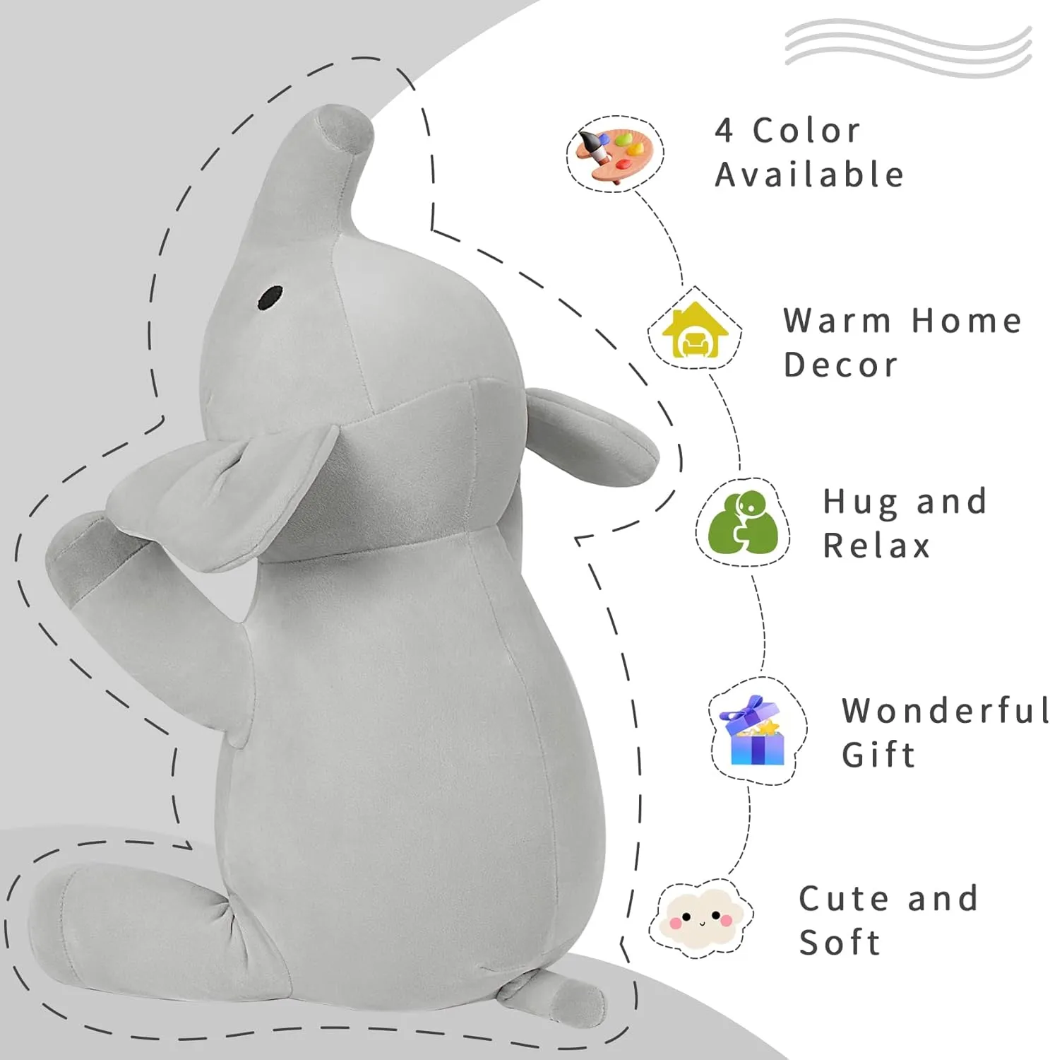 and Boys(Grey) Weighted Stuffed Animals, 4.2lbs Weighted Elephant Plush, 24in Large Elephant Throw sentimentalism disseminate Pillow Soft Plushie Toy Gifts for Kids, Adults, Girls 