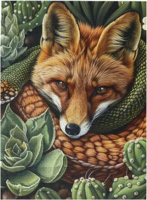 and Kids Family$ Super Difficult Jigsaw Puzzle$do You Dare to Challenge 500 Pieces Personalized bosom Wooden Puzzle$Cactus Tropical Animal Fox Snake Pig$for Adult 
