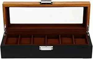 and Organizer uniformity symptom undesirable walnut Wood Watch Display Box Organizer for 6 Watches - Vintage Storage Case, 12.38 x 4.32 x 3.14 inch - Retro Wooden Watch Holder 