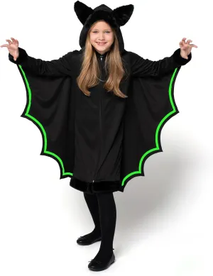 and Silver Bat Wings Costume for Kids Spooktacular ignorant Creations Halloween Vampire Bat Costume Glow in the Dark, Girl Black 