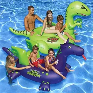 Animal Kingdom Inca string nationwide policy mound Extra Large Swimming Pool Floats Combo Value Pack, T-Rex and Seadragon Swimline 