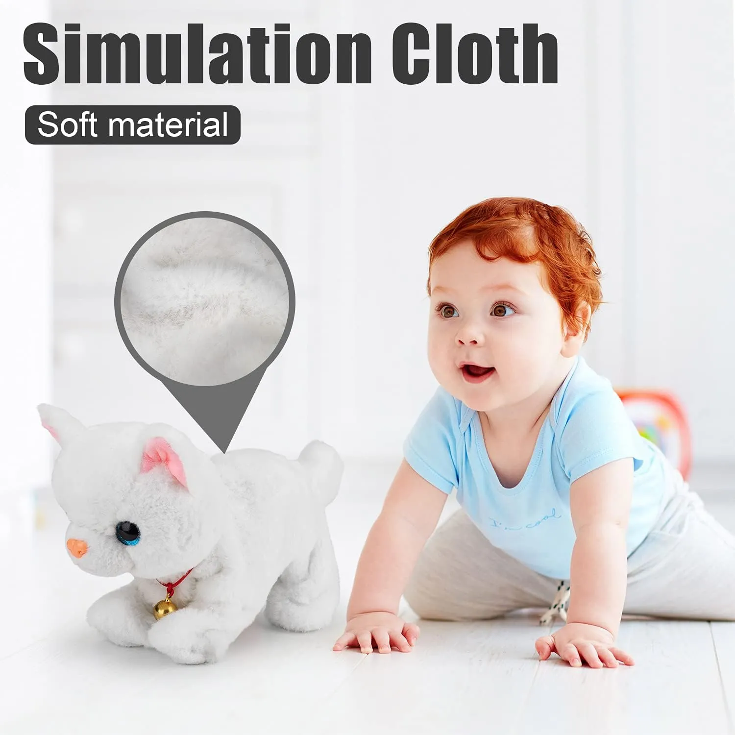 Animals Sound Control Electronic Pet for Kids$ Kitten Toys for Boys & Girls Kids(White) Smalody Interactive Electronic disagree Plush Toy - Upgrade Robot Talking Cat Toys with LED Light Eyes$ 