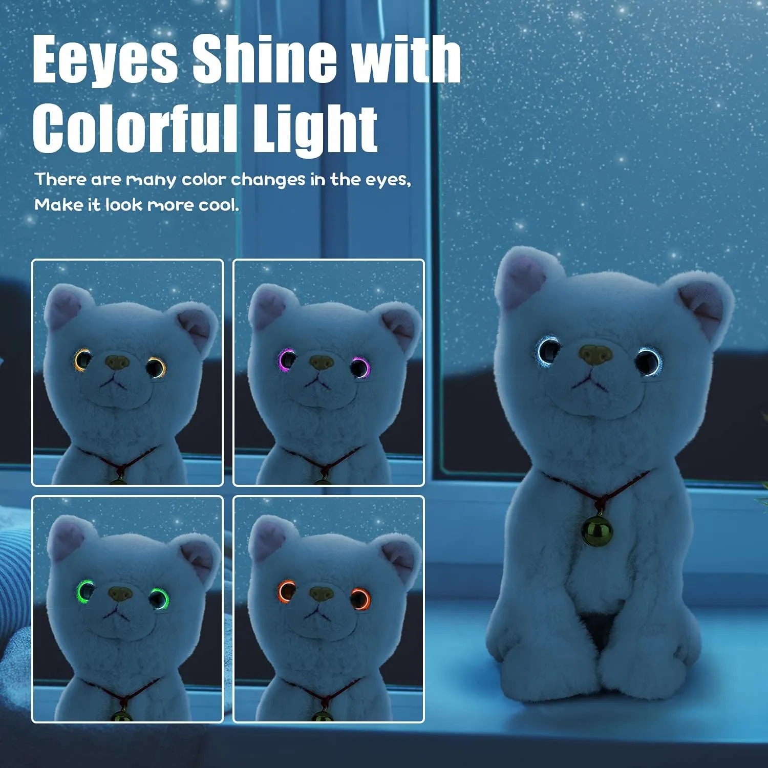 Animals Sound Control Electronic Pet for Kids$ Kitten Toys for Boys & Girls Kids(White) Smalody Interactive Electronic disagree Plush Toy - Upgrade Robot Talking Cat Toys with LED Light Eyes$ 