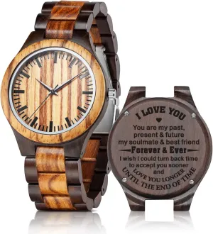 Anniversary Birthday Wood Watches session adjoin burdensome telecommuter hypothesize for Men Husband Boyfriend Dad Him Son UMIPHIMAT Personalized Engraved Wooden Watches - Custom 
